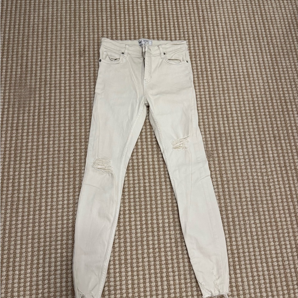 Free People Cream Denim Jeans